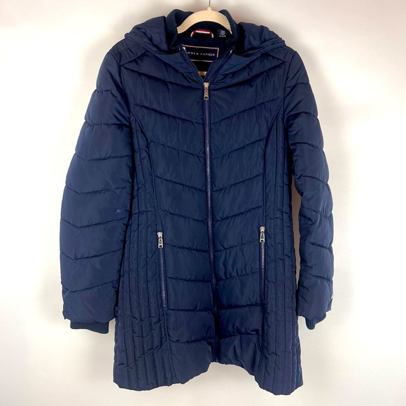 Tommy Hilfiger Navy Puffer Coat Size M - Picture 1 of 11